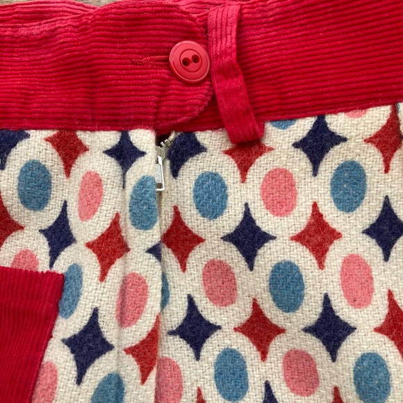 Eley Kishimoto skirt, blue/pink/red/off-white wool with red corduroy band, size - Picture 6 of 7